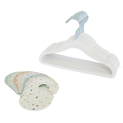 3 Sprouts Baby Closet Organizer Set 15 Nursery Hangers with 8 Size Dividers Closet Dividers for Baby Clothes and Clothes Organizer for Infant to Toddler Clothing Cream Hangers Terrazzo Dividers - Image 1