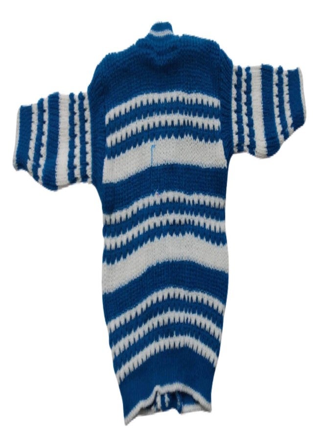 Cute Collection Hand Made New Born Baby Woolen Sweater with Pyjami Cap and Pair of Booties 0 to 3 Months Baby Boy's and Girls (Color, Blue) - Image 3