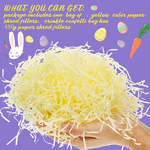 Zonon Raffia Grass Filler Paper Shreds for Gift Packaging Christmas Gift Wrap Crinkle Filler Paper Holiday Xmas Winter Birthday Baskets Favor(9oz,Light Yellow) - Image 3