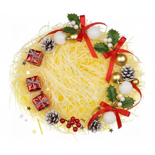 Zonon Raffia Grass Filler Paper Shreds for Gift Packaging Christmas Gift Wrap Crinkle Filler Paper Holiday Xmas Winter Birthday Baskets Favor(9oz,Light Yellow) - Image 2