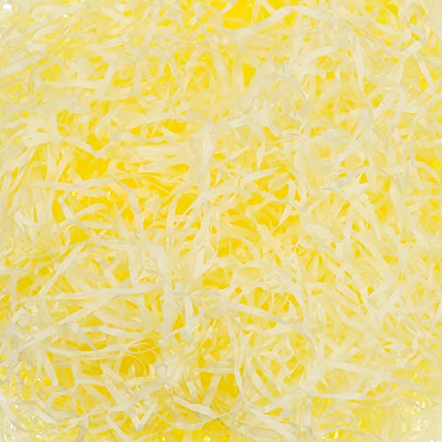 Zonon Raffia Grass Filler Paper Shreds for Gift Packaging Christmas Gift Wrap Crinkle Filler Paper Holiday Xmas Winter Birthday Baskets Favor(9oz,Light Yellow) - Image 1