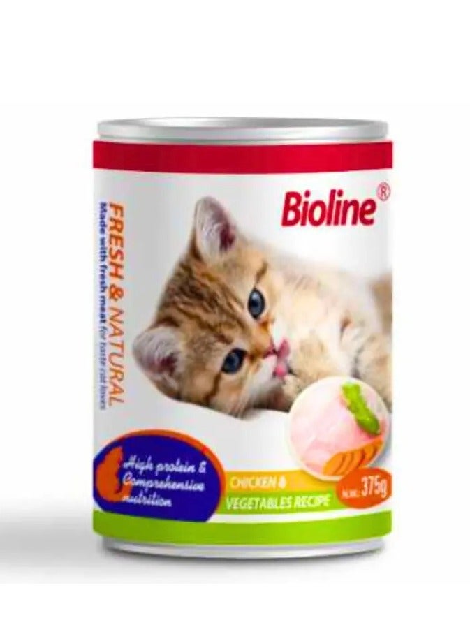 Bioline Canned Cat Food 375g - [Flavor - Chicken & Vegetables] - Image 1