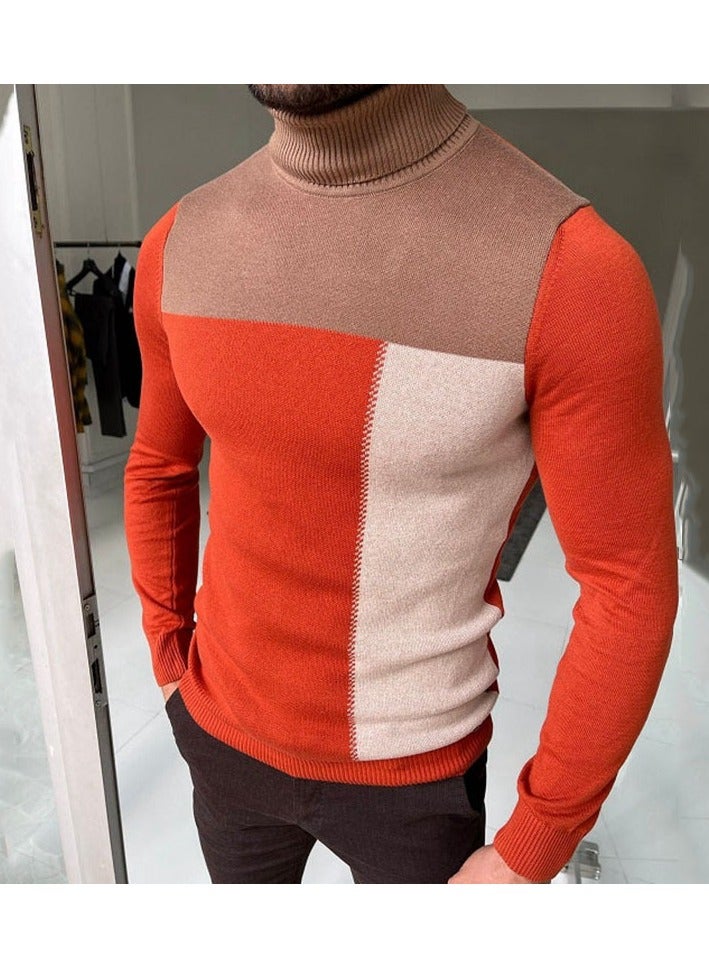 xozgdovg Collar knitted bottoming shirt contrast sweater BK0001  - Image 1