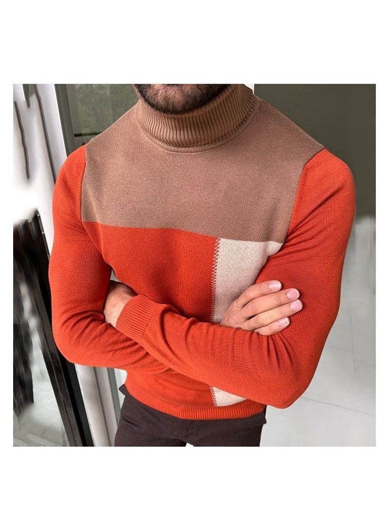 xozgdovg Collar knitted bottoming shirt contrast sweater BK0001  - Image 2