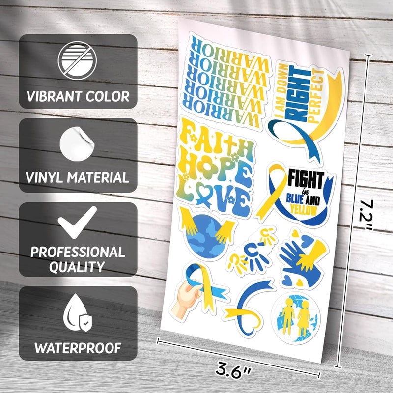 RABOWA Down Syndrome Autism Awareness Puzzle Ribbon Quote Stickers Pack 50pcs Vinyl for Supporters Students Teachers Parents Advocacy Decoration Skateboard Car Motorcycle Hard Phone - Image 3