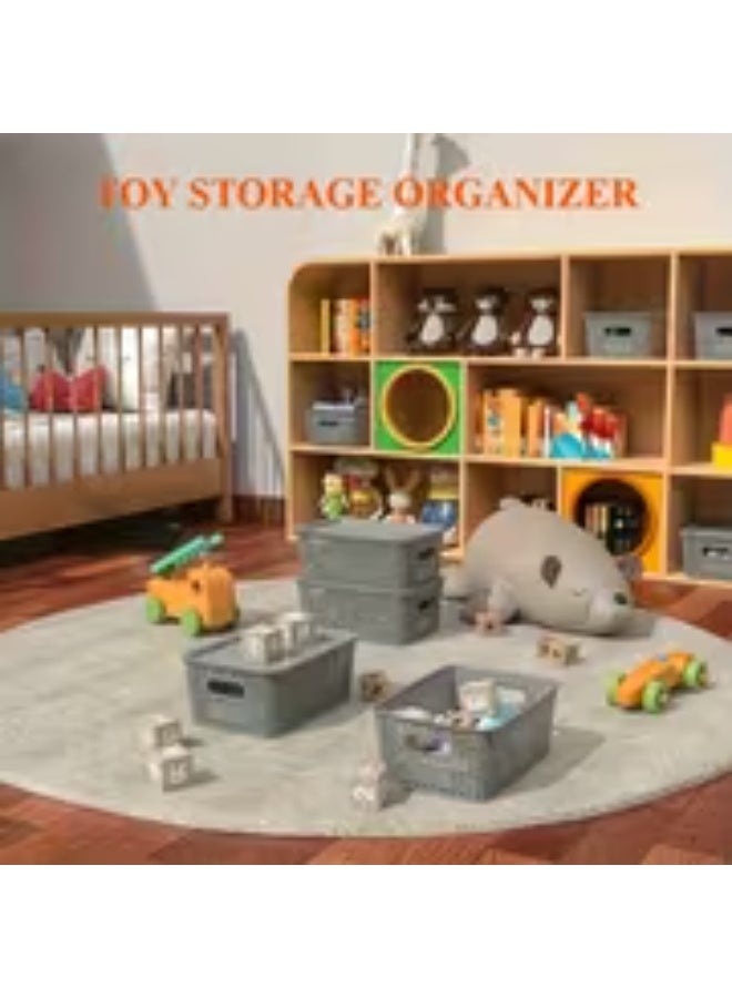 erorex 6 Pack Stackable Plastic Storage Bins with Lids - Durable Organizer Storage Baskets for Home, Office and Classroom - Multi-Purpose Shelf Bins, Home Organization, Sleek Storage Solution, Stackable Bins - Image 4