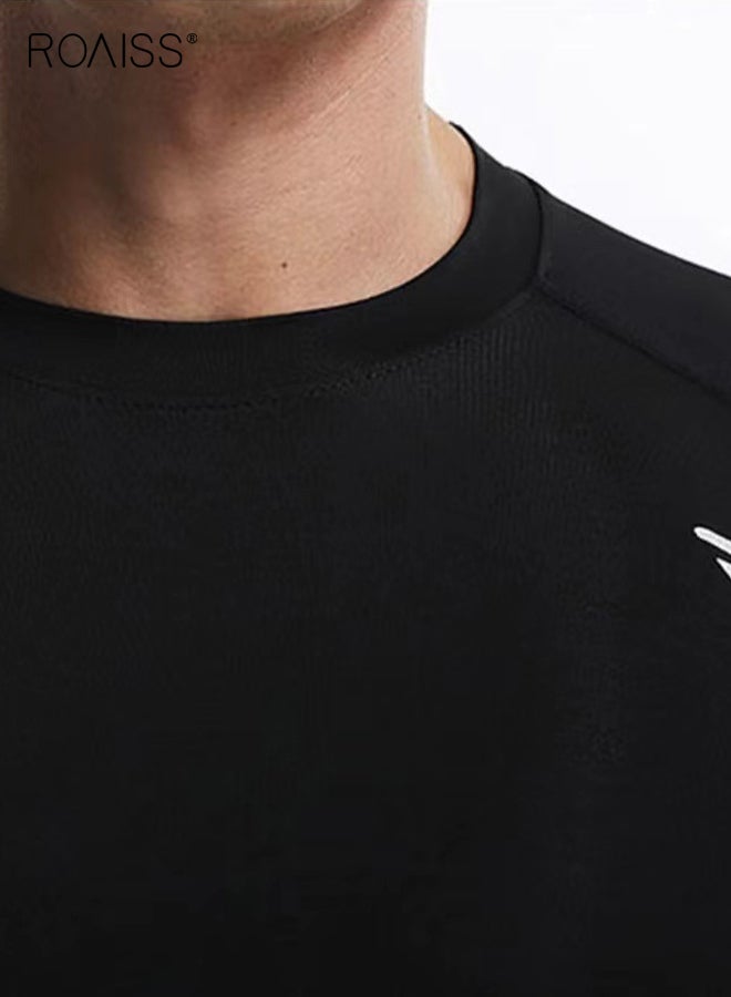 roaiss Mens Workout Sets 5 Piece Gym Training Suit Quick Dry Compression Shirt Athletic Running Clothes Fitness Apparel for Men Sports Outfit - Image 3