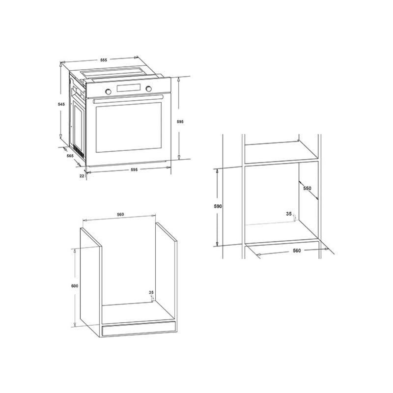 Built-In Gas Oven for Kitchen Use, 60 Cm, Turbo Fan, Stainless Steel, Silver, Energy-Efficient and Even Heating - Image 3