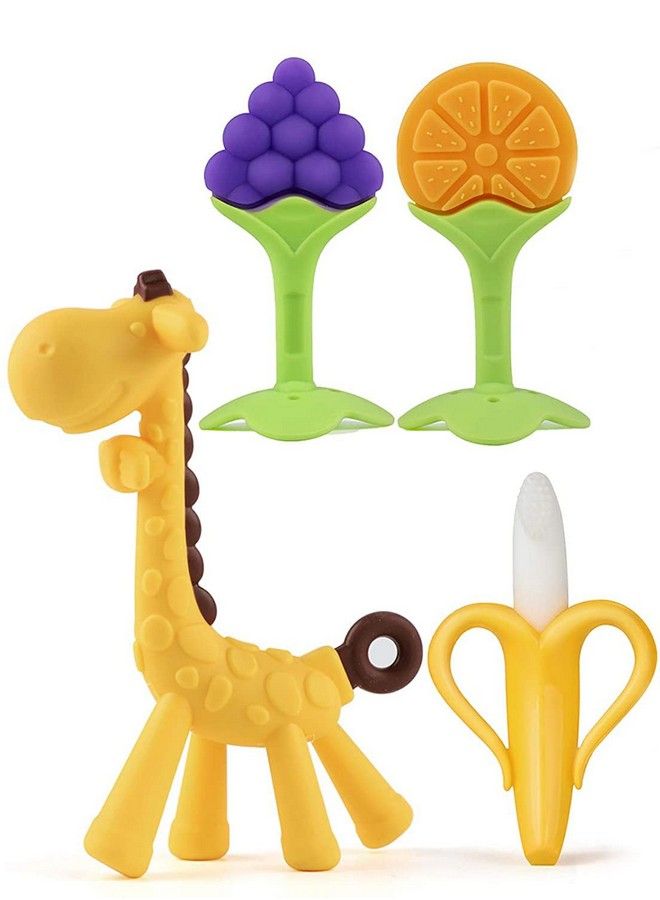 Alya The Cheeky Kidzz Baby Silicone Giraffe Teether ; 1 Banana ; 2 Fruit Shape Teether (Design 200) - Image 2