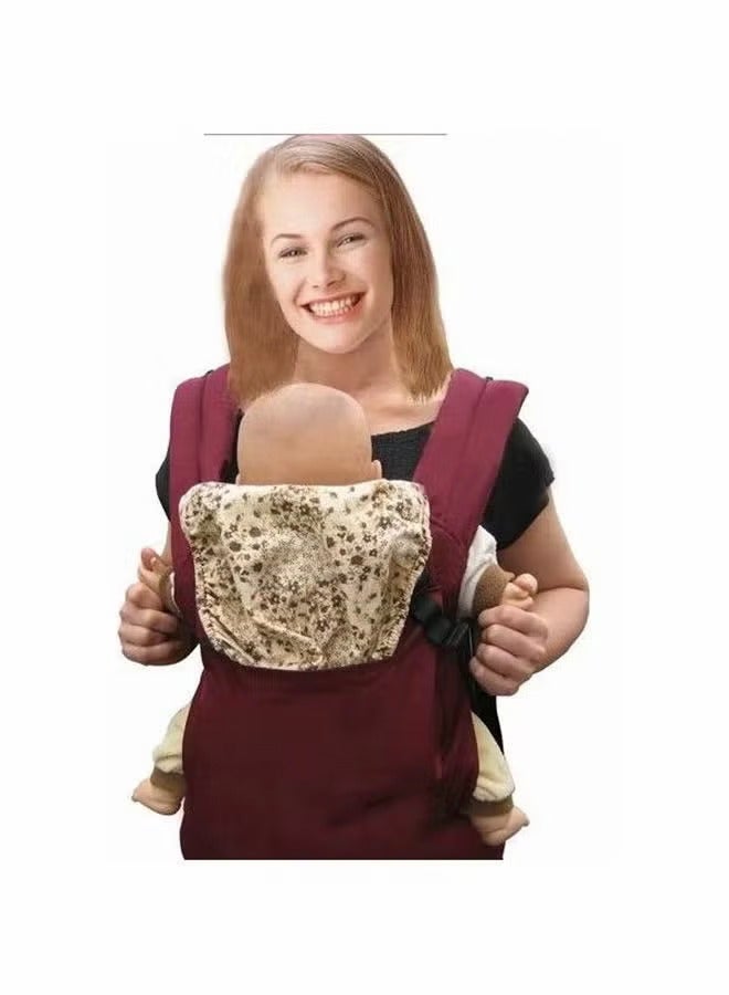 Arabest Front & Back Baby Carrier Infant Comfort Backpack Sling Wrap Harness Maroon/Beige  - Image 1
