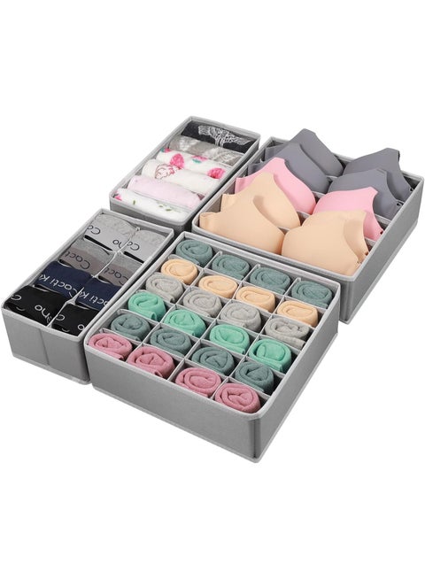4 Pcs Underwear Drawer Organizers Divider, Closet Socks Organizer and Storage Boxes for Lingerie, Bra, Undies
