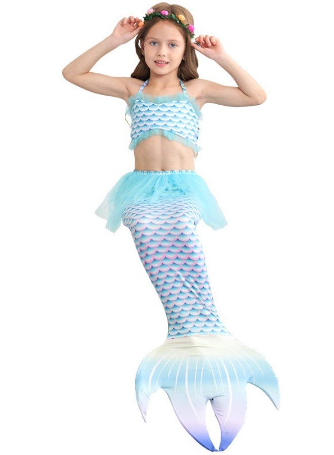 NIBEMINENT Mermaid children's swimsuit, girls' mermaid swimsuit, swimsuit three-piece set, children's mermaid swimsuit - Image 1