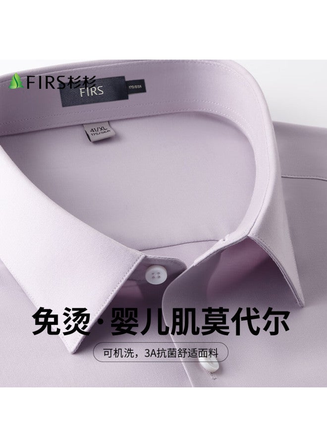 Firs Autumn New Long Sleeve Shirt Men Modal Wrinkle-free 3a Antibacterial Skin-friendly Machine Washable Business Casual Polo Shirt - Image 1