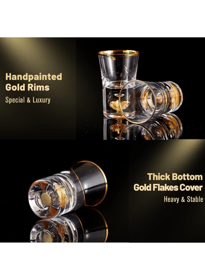 Crystal Shot Glass Set, 1.5oz with 24K Gold Leaf Flakes, BPA-Free, Lead-Free, 6 Pieces - Image 4