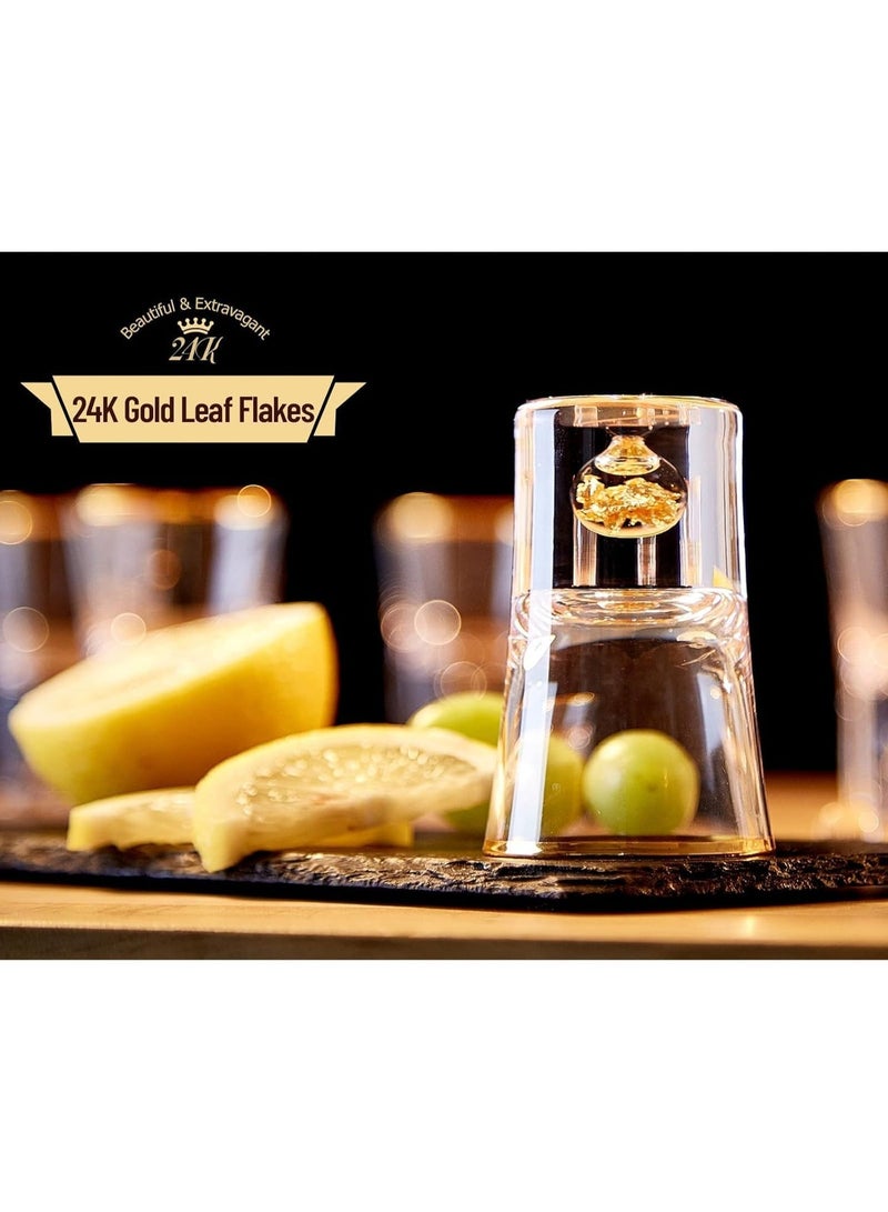 Crystal Shot Glass Set, 1.5oz with 24K Gold Leaf Flakes, BPA-Free, Lead-Free, 6 Pieces - Image 3