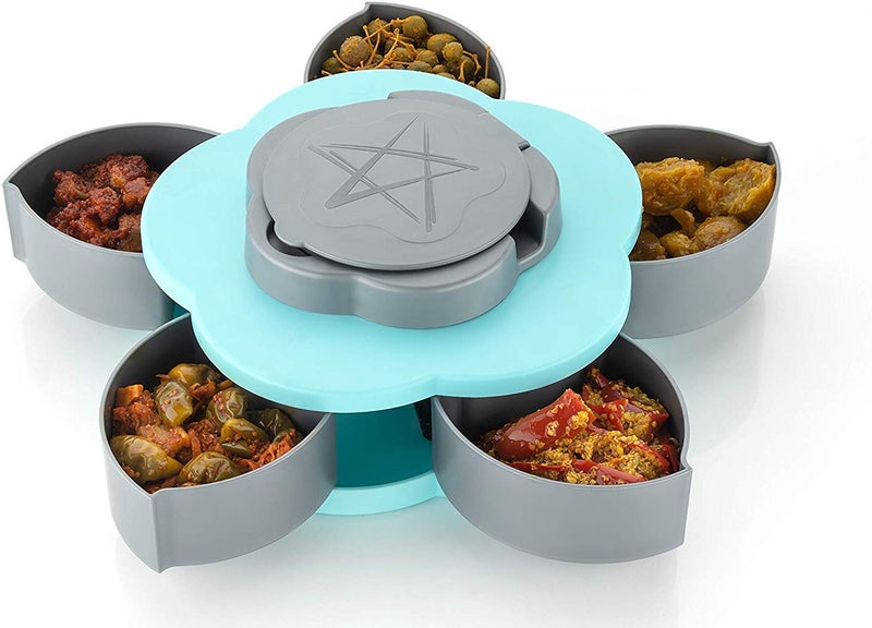 RD MALL 5 Compartments Flower Candy Box Dry Fruit Candy Chocolate Snacks Storage Box Masala Box for Home Kitchen - Image 1