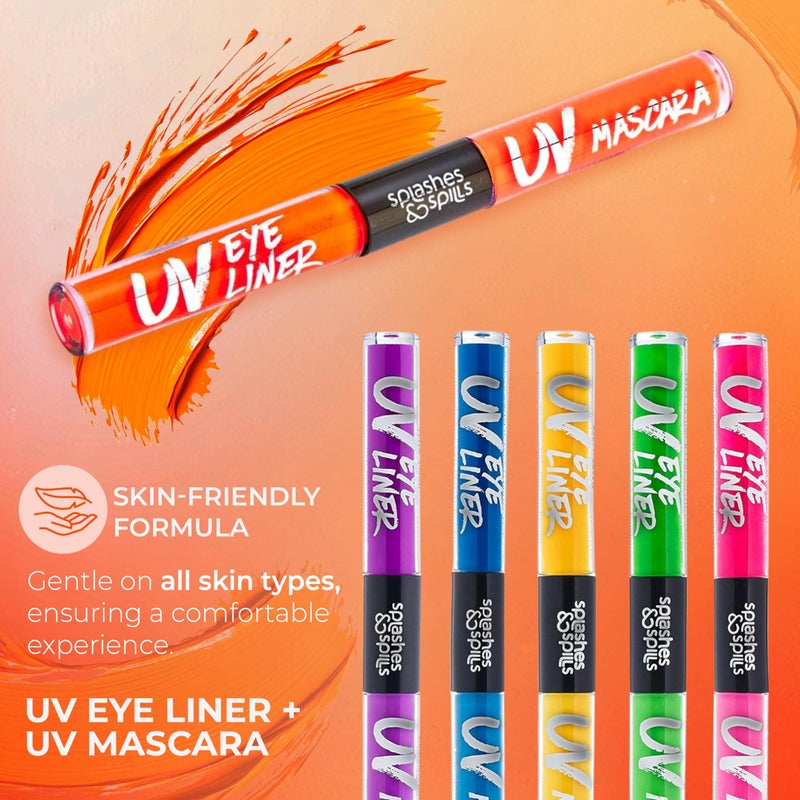 Splashes & Spills UV Blacklight Glow Eyeliner and Mascara Duo - 6 Color Variety Pack, 6ml â€“ Day or Night Stage, Clubbing or Costume Makeup by Splashes & Spills - Image 2