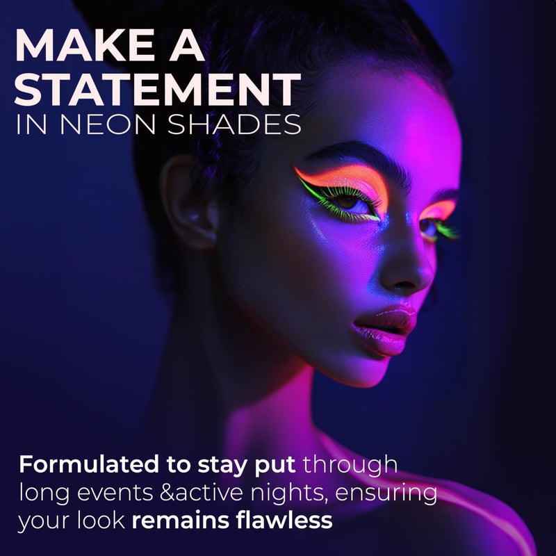 Splashes & Spills UV Blacklight Glow Eyeliner and Mascara Duo - 6 Color Variety Pack, 6ml â€“ Day or Night Stage, Clubbing or Costume Makeup by Splashes & Spills - Image 3