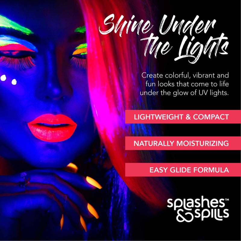 Splashes & Spills UV Blacklight Glow Eyeliner and Mascara Duo - 6 Color Variety Pack, 6ml â€“ Day or Night Stage, Clubbing or Costume Makeup by Splashes & Spills - Image 4