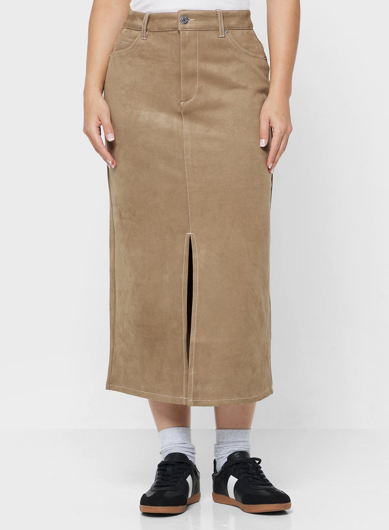 ONLY Onlstina Life Faux Suede Skirt - Image 1