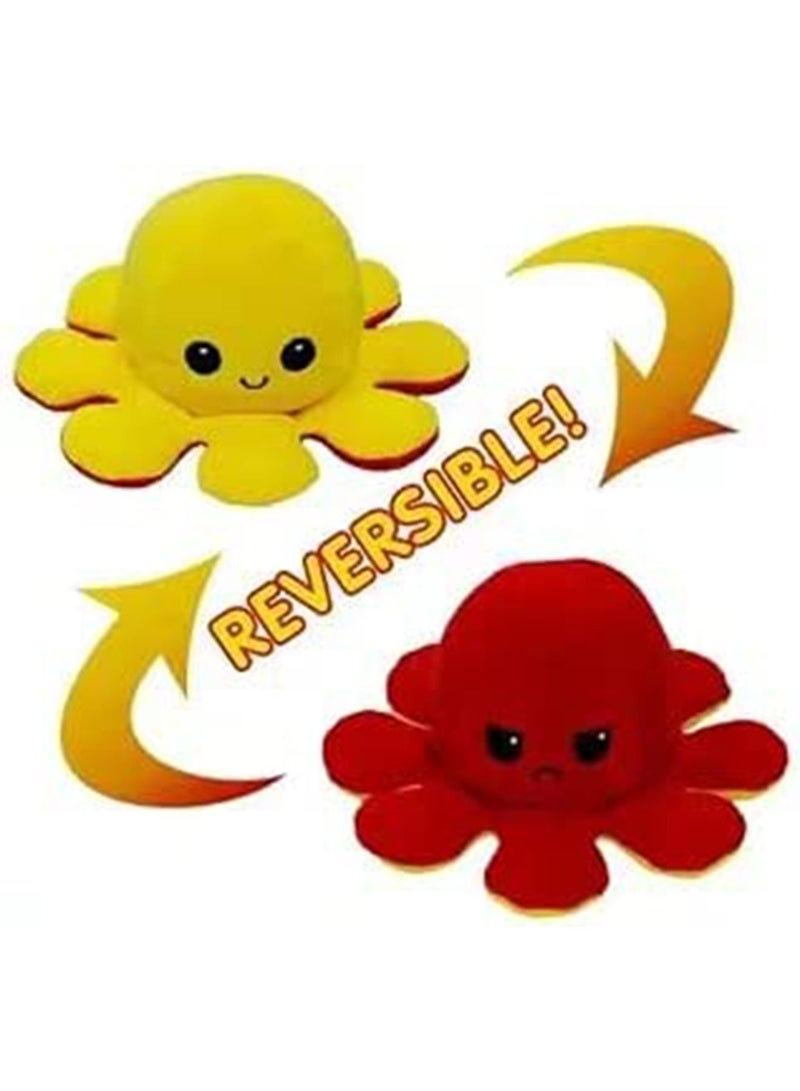 GT-Wheel Cute Double sided Octopus Flip Plushie Reversible Octopus Plush Stuffed Animals Doll Creative Toy Gifts for Kids, Girls, Boys Friends   (yellow-Red)  - Image 1
