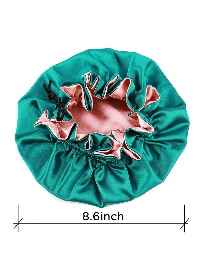 greatremy Baby Satin Bonnet Double Layer Reversible Sleep Cap Kids Satin Hair Bonnet With Adjustable Drawstring For Girl Boy Infant Toddler Natural Hair Sleeping Under 3 Years Old (Coral Pinkgreen)  - Image 3