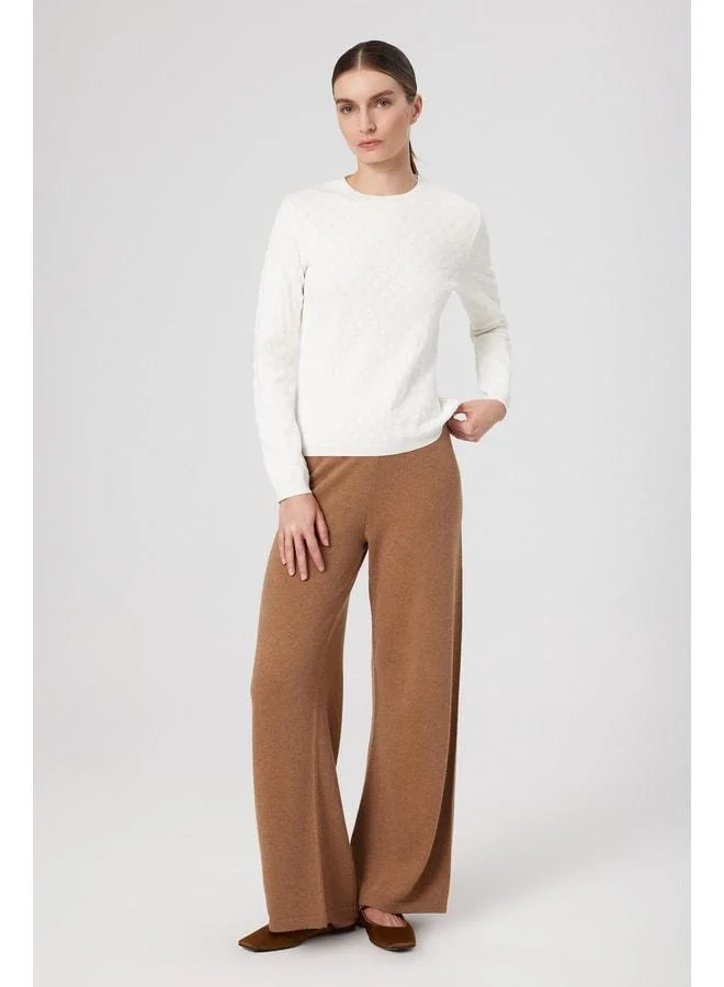 Mısırlı 1951 Camel High-Waisted Wide-Leg Women's Pants.