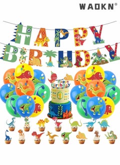 Dinosaur Birthday Decorations Happy Party Balloons Banner Supplies for Boys Men Kids Happy Birthday Balloons for Party Decor Suit For Baby Shower Kids Boys Birthday Party Decorations