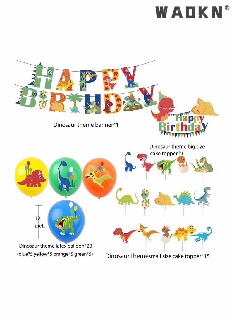 WAOKN - Dinosaur Birthday Decorations Happy Party Balloons Banner Supplies for Boys Men Kids Happy Birthday Balloons for Party Decor Suit For Baby Shower Kids Boys Birthday Party Decorations - Image 1