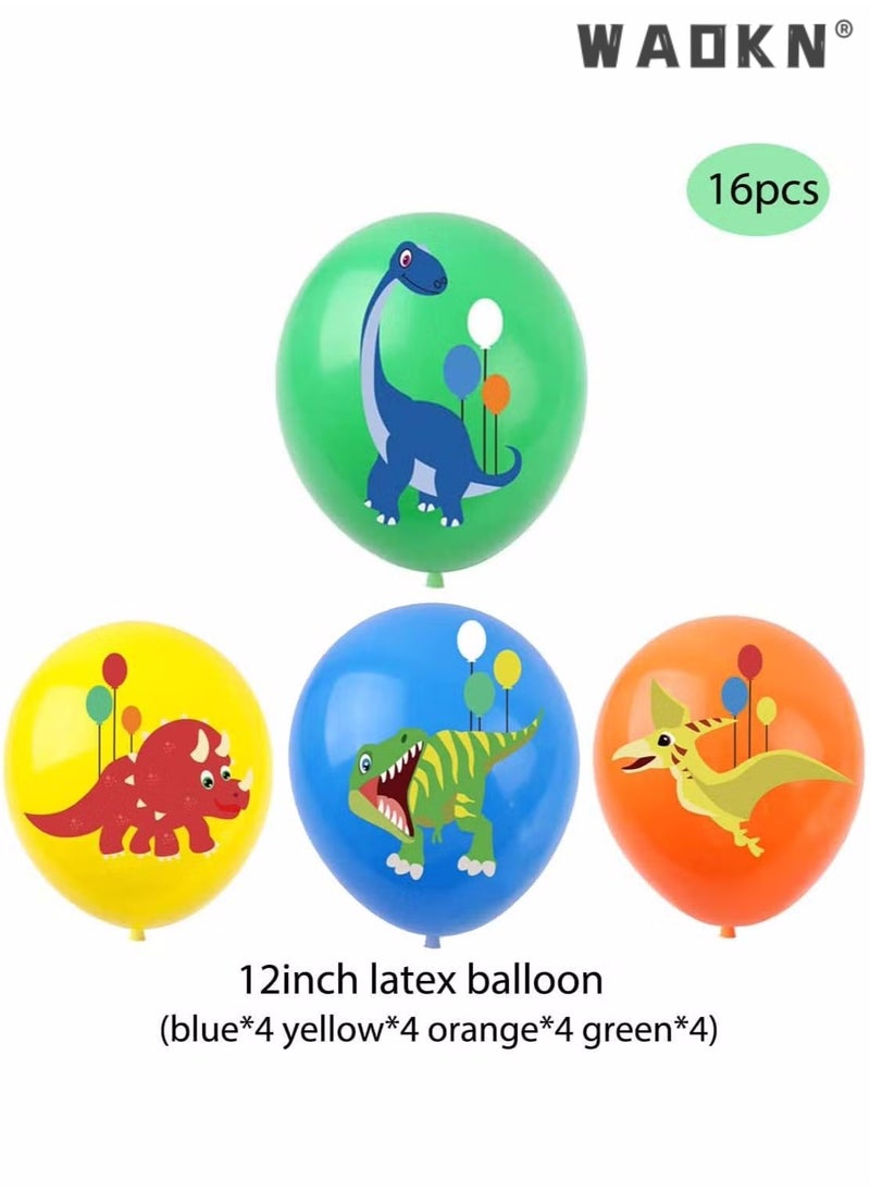 WAOKN - Dinosaur Birthday Decorations Happy Party Balloons Banner Supplies for Boys Men Kids Happy Birthday Balloons for Party Decor Suit For Baby Shower Kids Boys Birthday Party Decorations - Image 1