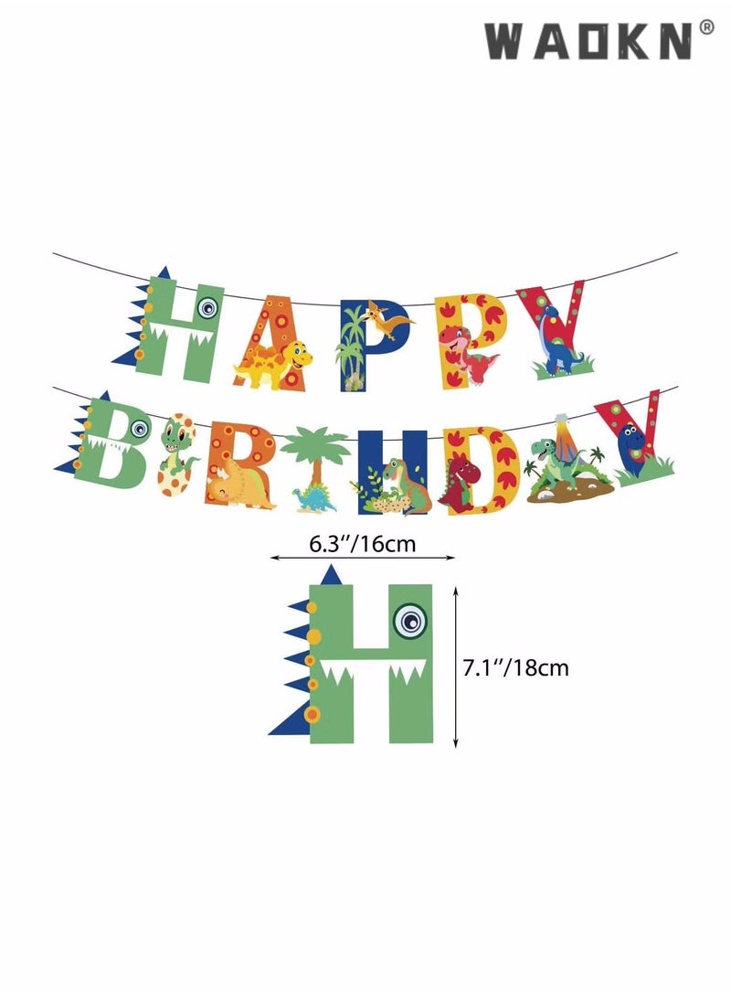 WAOKN - Dinosaur Birthday Decorations Happy Party Balloons Banner Supplies for Boys Men Kids Happy Birthday Balloons for Party Decor Suit For Baby Shower Kids Boys Birthday Party Decorations - Image 1
