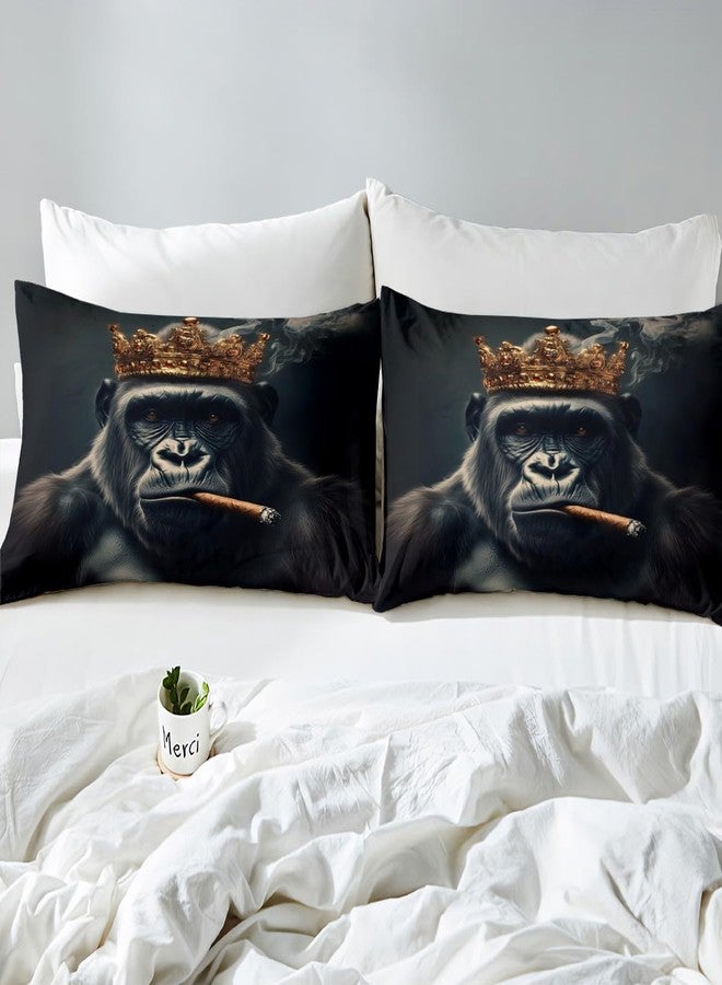 Man Fei Manfei Gorilla Kids Duvet Cover Set Full Size, Cartoon Animal Theme Bedding Set for Boys Girls Room Decor, African Wildlife Comforter Cover, Lightweight Bedspread Cover, 2 Pillowcases, No Comforter - Image 4