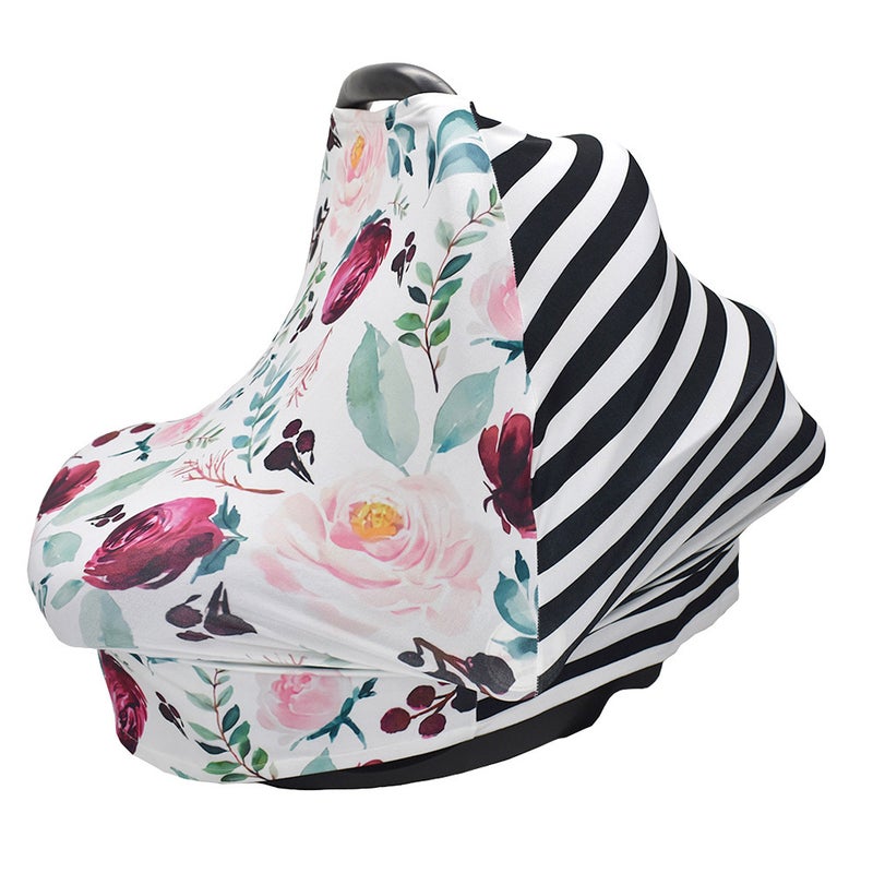 2pcs Multifunction Baby Stroller Cover Anti-Emptied Women Lactation Cover Canopy ( Flower Pattern) - Image 5