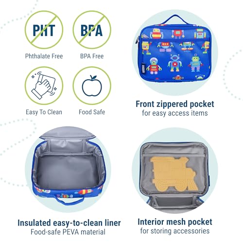 Wildkin Kids Insulated Lunch Box – Durable and Reusable for School & Travel - Robots - Image 4