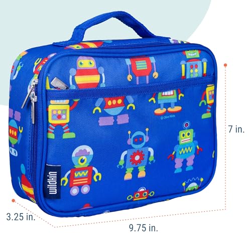 Wildkin Kids Insulated Lunch Box – Durable and Reusable for School & Travel - Robots - Image 3