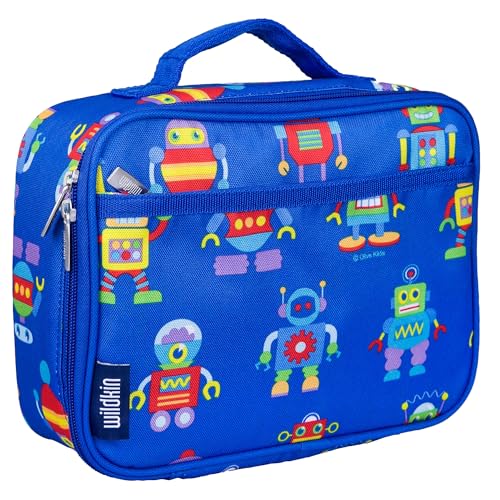 Wildkin Kids Insulated Lunch Box – Durable and Reusable for School & Travel - Robots - Image 1