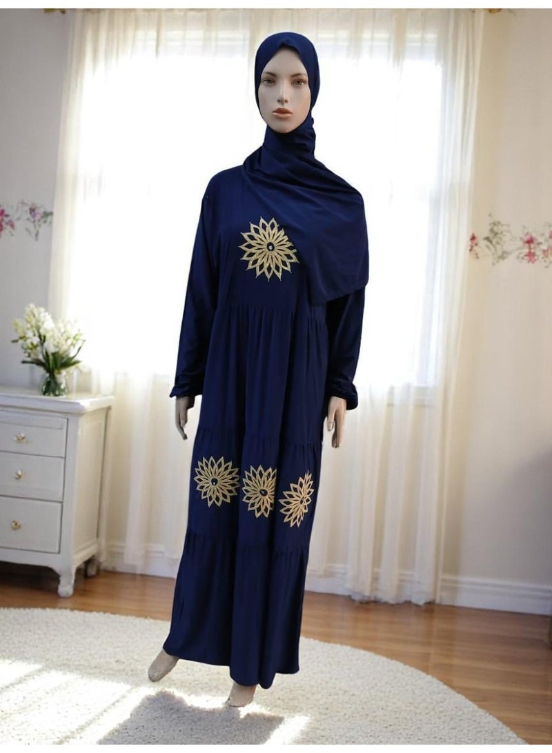 Prayer Outfit in Butter-Soft Fabric with Elegant Gold Embroidery  - Image 1