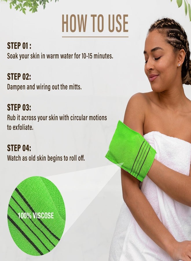 Sheanefit Exfoliating Bath Washcloth - Premium Korean Body Scrubber Crafted from Durable 100% Rayon Viscose for Spa-Like Skin Treatment at Home (6, Green) - Image 3