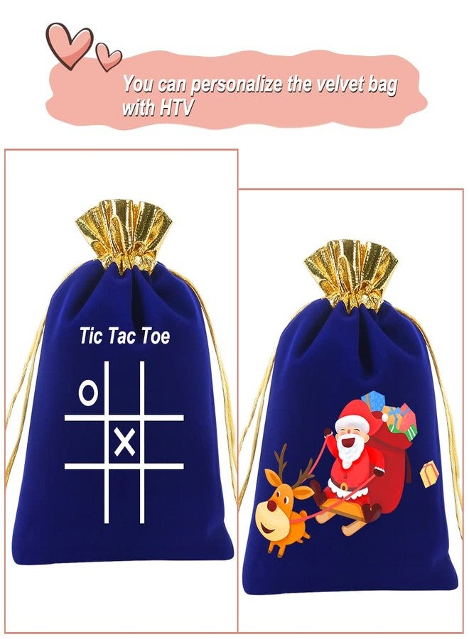 HRX Package 10pcs Velvet Bags 5x7 inch, Royal Blue Gold Cloth Jewelry Pouches Drawstring Baggies Sacks for Small Gift Dice Party Favor - Image 5