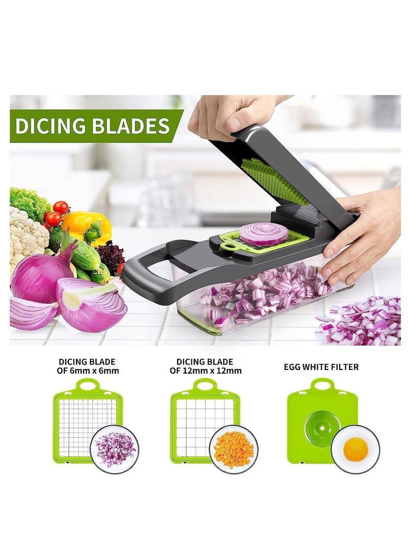 TIGER NEW Vegetable Chopper, Multifunctional 13-in-1 Food Chopper, Onion Chopper, Vegetable Slicer, Cutter, Dicer, Veggie Chopper with 8 Blades, Colander Basket, Container for Salad, Potato, Carrot  - Image 4