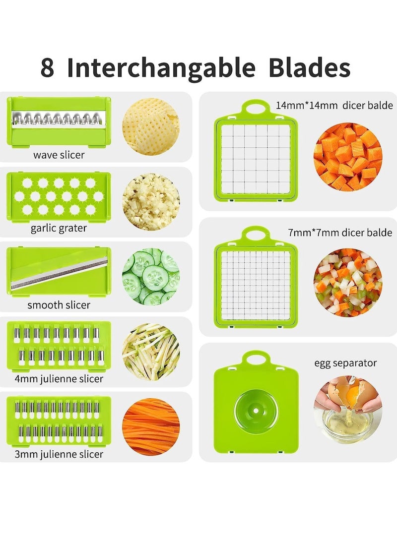 TIGER NEW Vegetable Chopper, Multifunctional 13-in-1 Food Chopper, Onion Chopper, Vegetable Slicer, Cutter, Dicer, Veggie Chopper with 8 Blades, Colander Basket, Container for Salad, Potato, Carrot  - Image 2