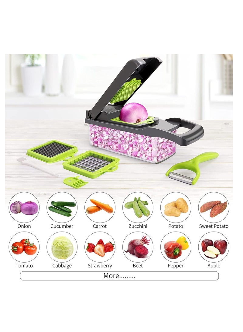 TIGER NEW Vegetable Chopper, Multifunctional 13-in-1 Food Chopper, Onion Chopper, Vegetable Slicer, Cutter, Dicer, Veggie Chopper with 8 Blades, Colander Basket, Container for Salad, Potato, Carrot  - Image 3