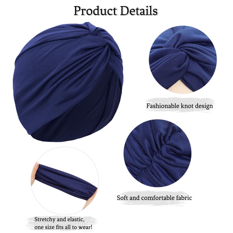 Sdfvsdg 4 Pcs Stretchy Turban Head Wraps for Women Pre Tied Knot Turban Hats Sleep Hats Cancer Headwear Chemo Headwrap 4 Colors - Image 2
