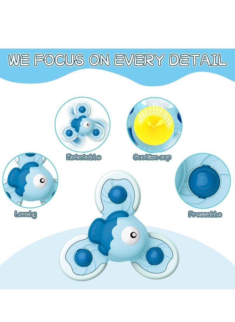 Excefore - Suction Cup Spinner Toys, 4 Pcs Simple Dimple Suction Spinner Toy, Spinning Top Toy Bath Travel Toys, for Bathrooms, Dining Tables, Refrigerators, Glass windows, Best Gifts for Toddler Boy Girl - Image 1