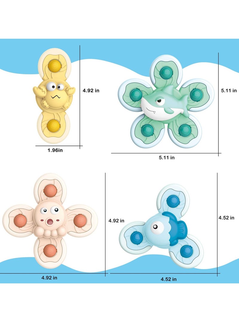 Excefore - Suction Cup Spinner Toys, 4 Pcs Simple Dimple Suction Spinner Toy, Spinning Top Toy Bath Travel Toys, for Bathrooms, Dining Tables, Refrigerators, Glass windows, Best Gifts for Toddler Boy Girl - Image 1