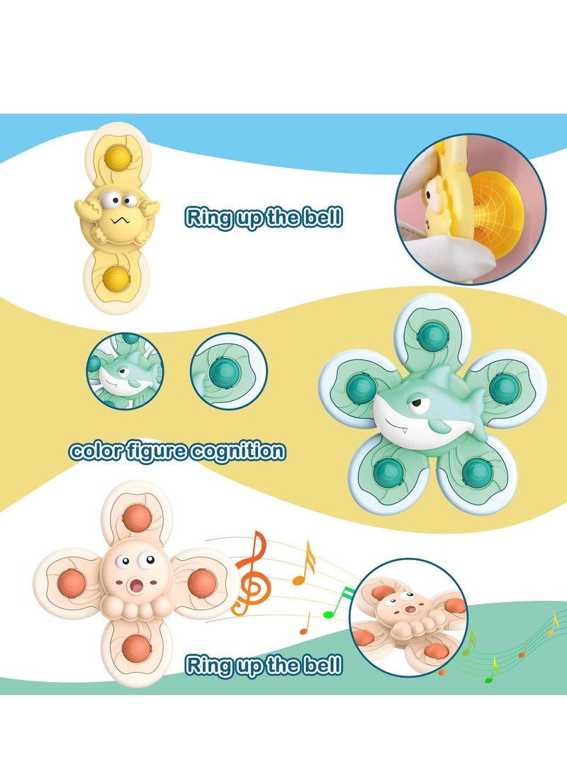 Excefore - Suction Cup Spinner Toys, 4 Pcs Simple Dimple Suction Spinner Toy, Spinning Top Toy Bath Travel Toys, for Bathrooms, Dining Tables, Refrigerators, Glass windows, Best Gifts for Toddler Boy Girl - Image 1