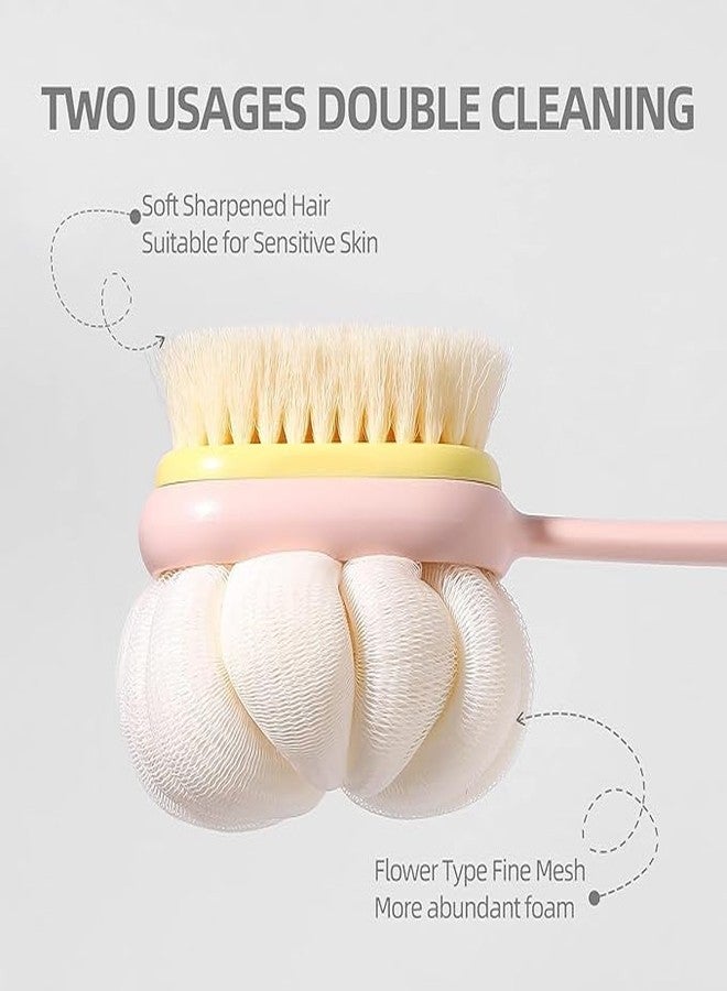 SGABANI Body Back Scrubber with Bristles and Loofah, Shower, Body Cleaner Exfoliating Scrubbers, Bath Massage Cleaning Brush With Long Handle, Double Sided Bath Brush - Image 1