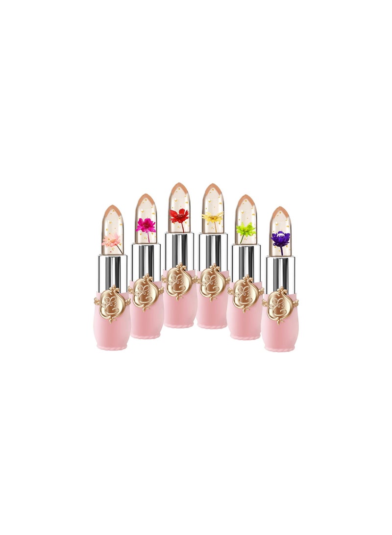 Mn 6Pieces Flower Lipstick Moisturizer Lip Gloss Pink - Image 1