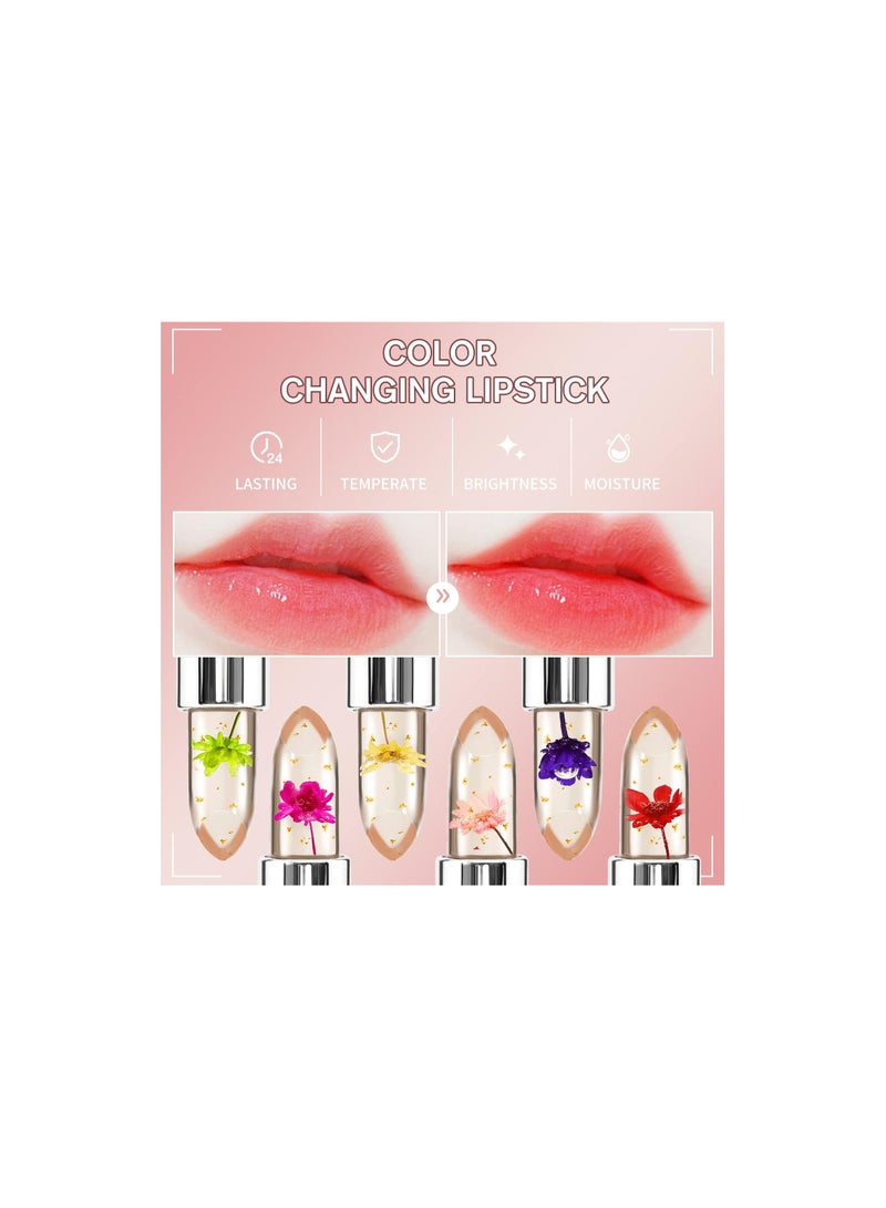 Mn 6Pieces Flower Lipstick Moisturizer Lip Gloss Pink - Image 5