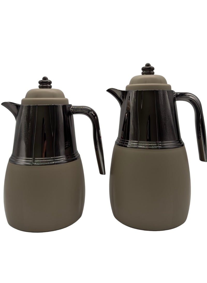 AL-GANNAS 2 Peice Thermos Set for Tea & Coffee | 1L & 0.7L | High-Quality with 2-Year Heat Retention Warranty | Elegant New Design - Image 1